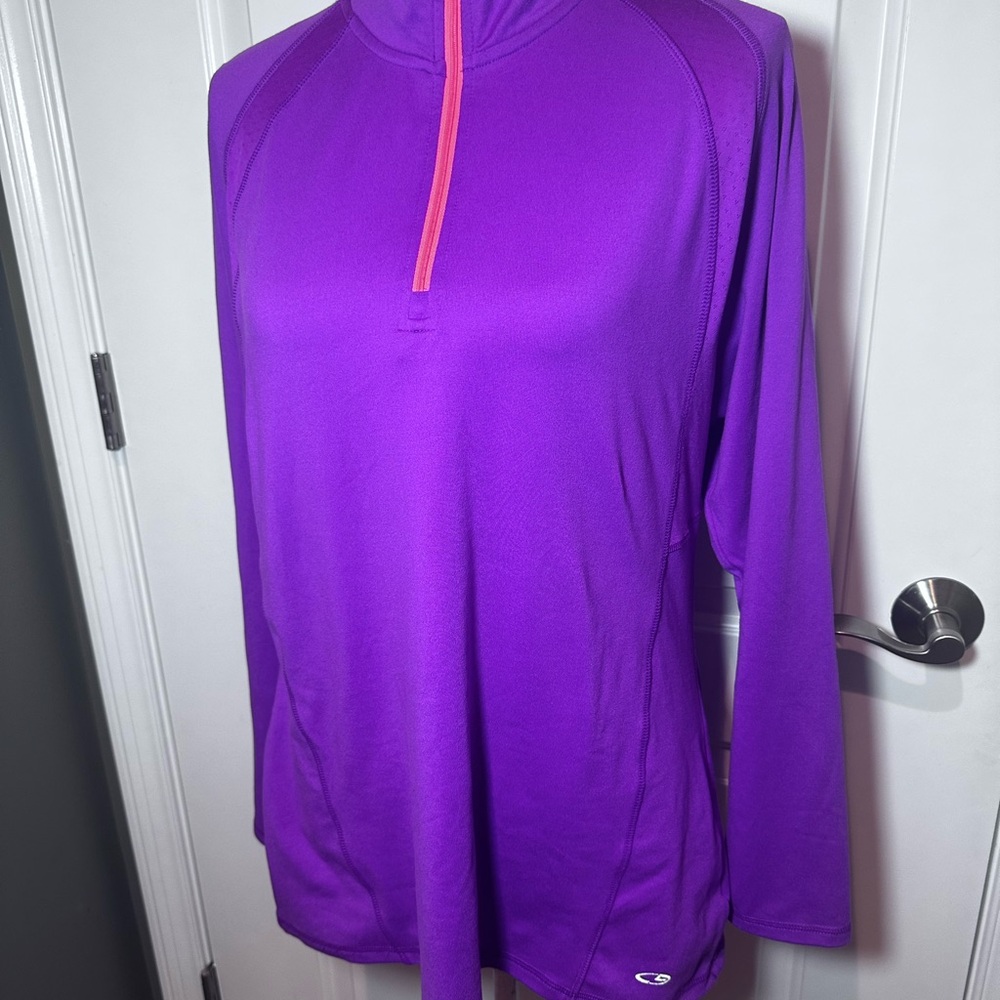 Champion C9 Purple Quarter Zip Athletic Pullover Lightweight Running Top LG - Picture 2 of 11